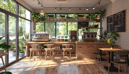 Fototapeta premium cozy and inviting coffee shop interior