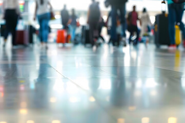 Slow motion blur people or tourist or passenger walking at airport terminal - background rush travel people in airport concept