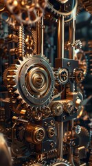 Steampunk Clockwork Mechanism, 4K hyperrealistic photo