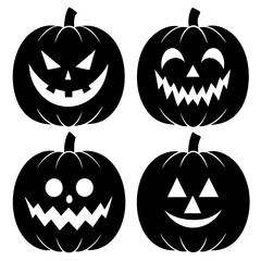 Halloween pumpkin silhouette set