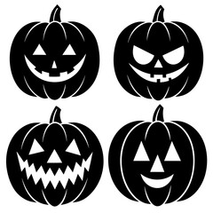 Halloween pumpkin silhouette set