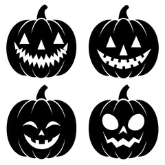Halloween pumpkin silhouette set