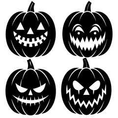 Halloween pumpkin silhouette set