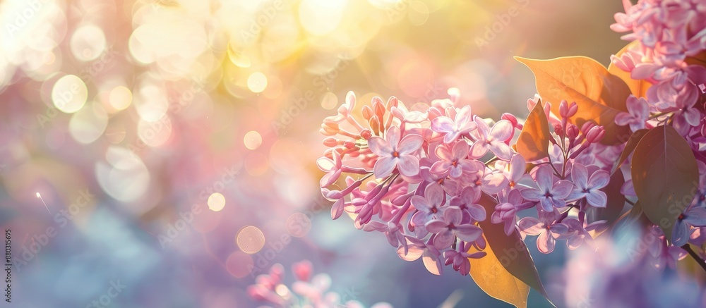 Aufkleber Springtime featuring fresh lilac leaves in a nature setting with a copy space image included.
