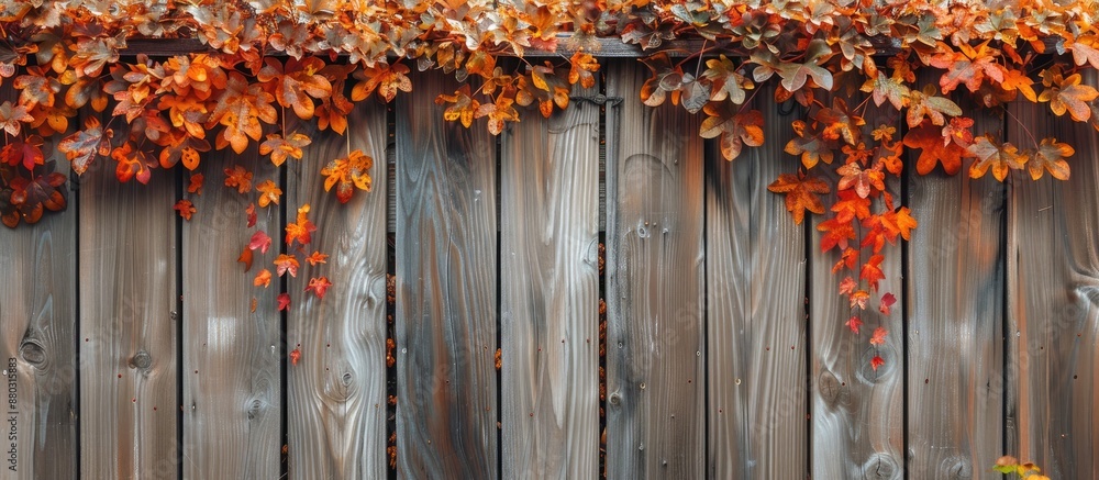 Aufkleber Fall themed backdrop featuring a fence with copy space image.
