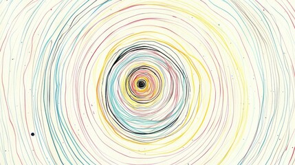 An energetic and colorful abstract design featuring yellow and blue concentric circles The pattern creates an optical illusion of movement and depth