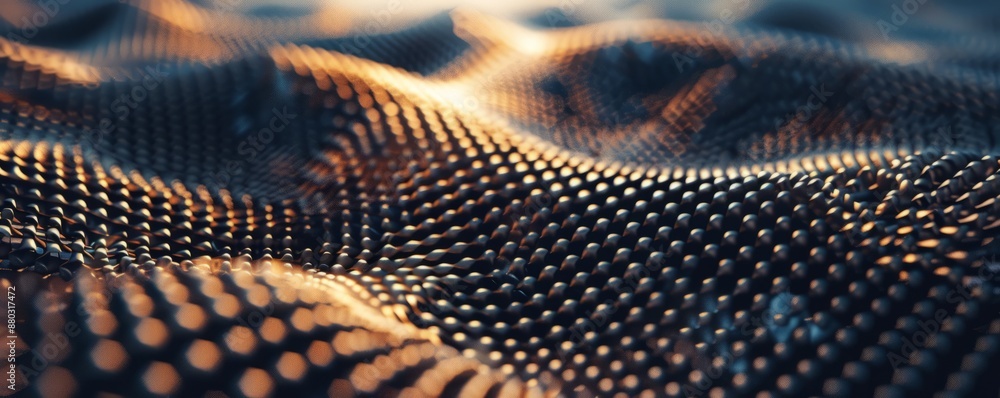 Poster metallic mesh with intricate patterns, 4k hyperrealistic photo