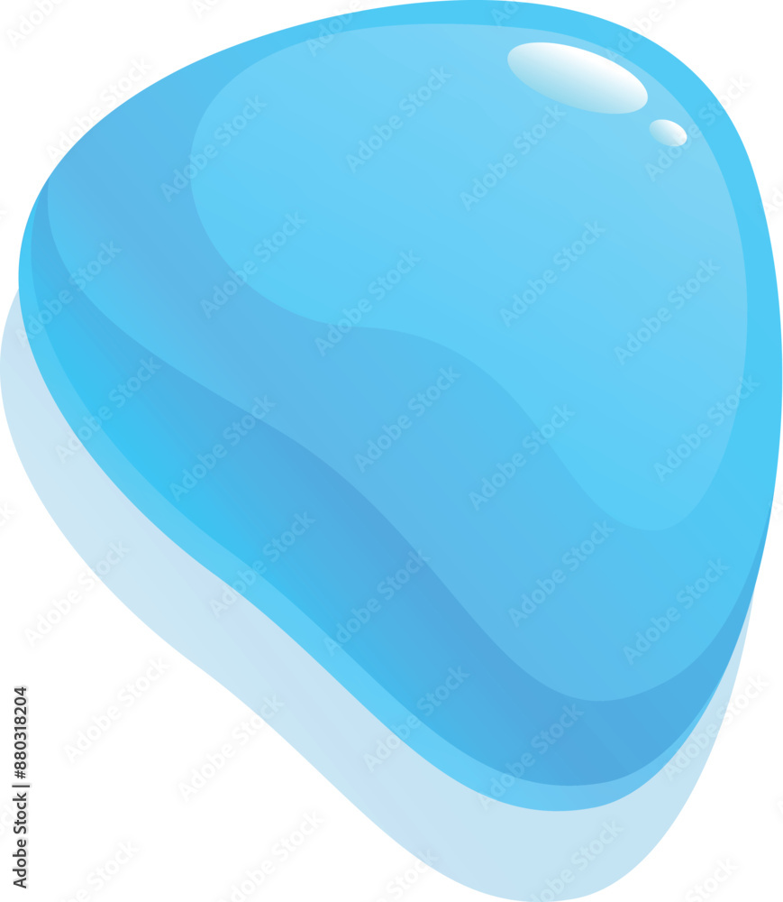 Poster blue blob shape reflecting light and creating a shadow