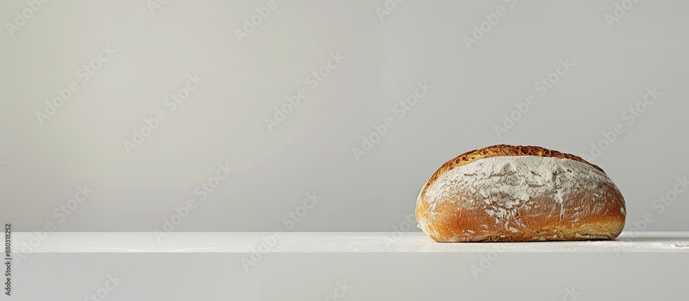 Aufkleber A loaf of bread displayed on a clean white surface, highlighting the simplicity of the design with ample space for additional visuals - a copy space image.