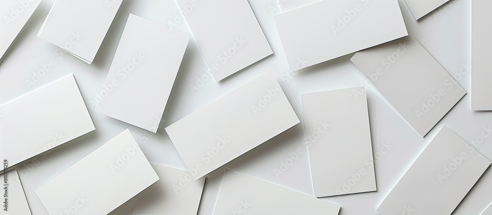 Canvas Prints Business cards spread out on a blank white background, with ample space for additional text or images.