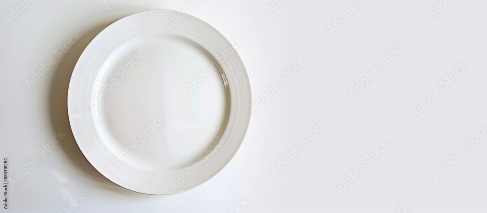 Leinwandbilder top view of an empty plate on a white background with copy space image.