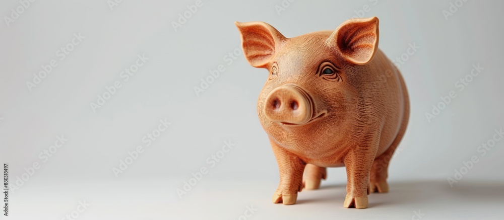 Aufkleber Piggy bank shaped like a pig with white background and copy space image.