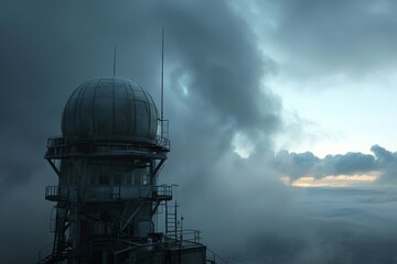 A turbulent sea with a castle in the distance, Advanced weather control system for manipulation of climate, AI generated