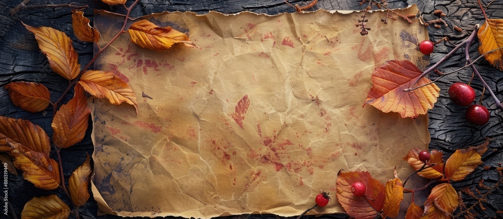 Leinwandbilder Sheet with autumn themes and empty space for copying images.
