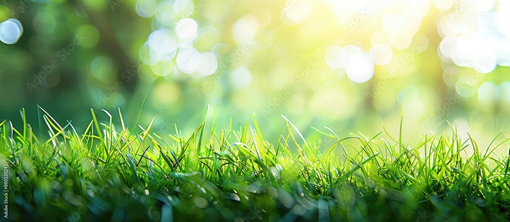 Poster Shallow depth of field background with fresh green grass, ideal for copy space image.
