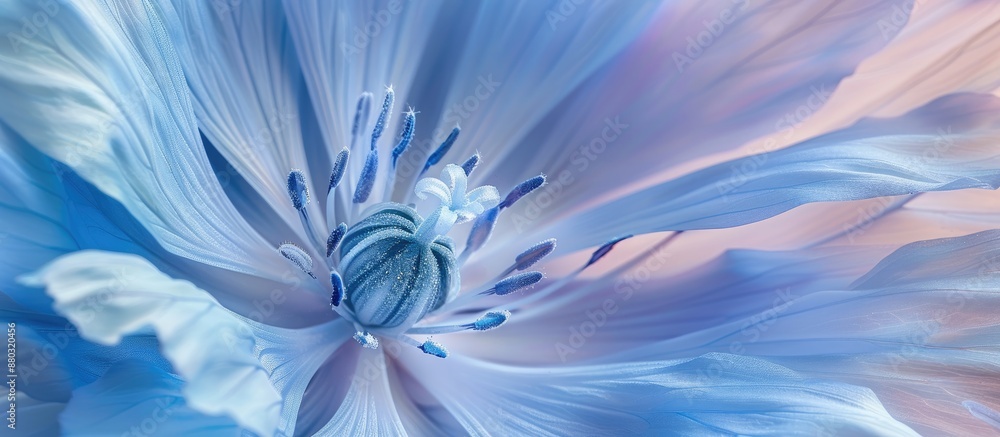 Poster Macro close-up of chicory texture with instant chicory background for a top view flat lay shot. Ample copy space image available.