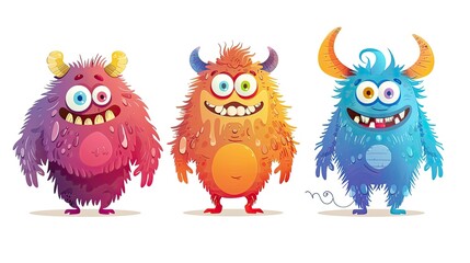Obraz premium Playful cartoon characters with exaggerated features and bright colors.