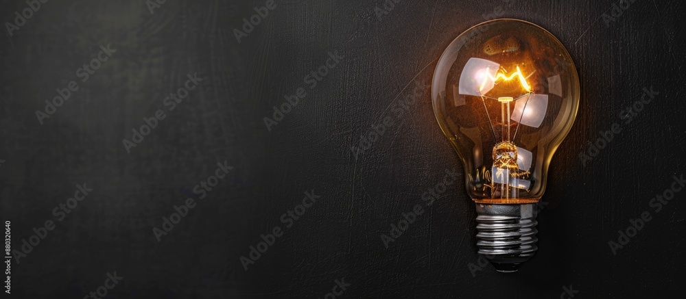 Poster copy space image of a light bulb set against a black backdrop.