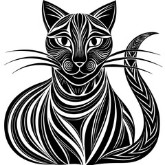 abstract cat with sleek curves 2 Vector Design and illustration
