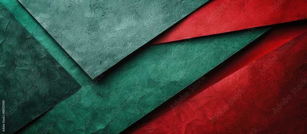 Aufkleber An attractive composition showcasing divided sections of textured green and red paper separated by a diagonal border, perfect for a copy space image.