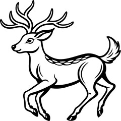 simple line art of a deer in motion 2 Vector Design and illustration