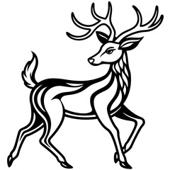 Fototapeta premium simple line art of a deer in motion Vector Design and illustration
