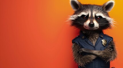 Obraz premium A raccoon wearing a police costume
