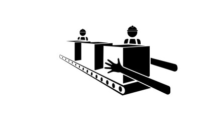 factory distribution, black isolated silhouette