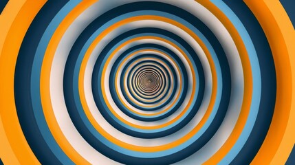 Naklejka premium A dynamic optical illusion artwork with concentric rings of yellow and blue