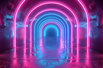 Abstract Neon Tunnel Wallpaper.