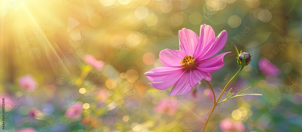 Poster a pink cosmos flower adding charm to the copy space image.
