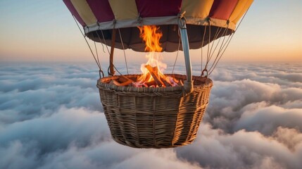 Obraz premium Hot air balloon ride above the clouds. AI.