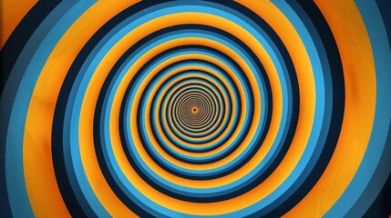 Obraz premium A vibrant geometric optical illusion composed of yellow and blue concentric rings The alternating colors and intricate pattern create a sense of movement and depth