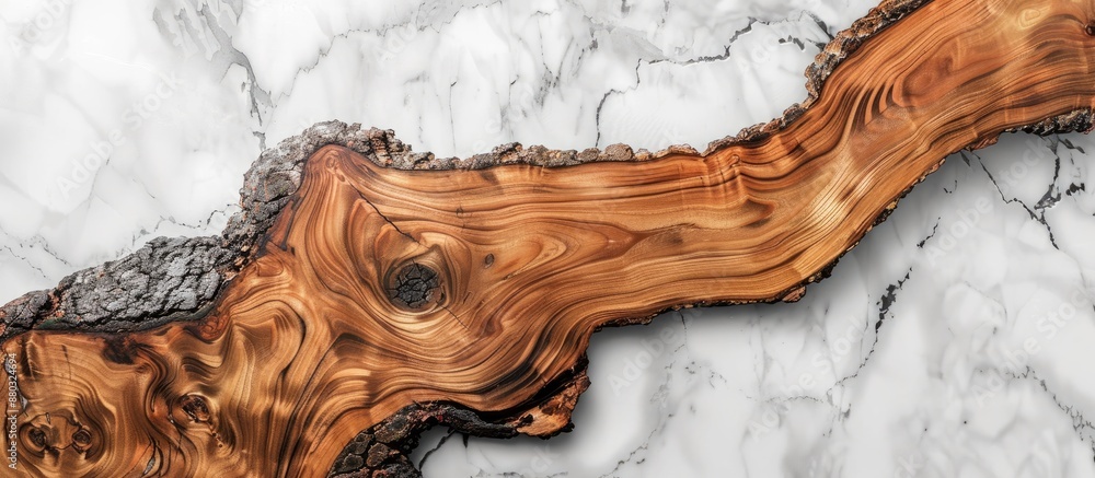 Poster top view of a plank wood texture on a luxurious marble surface for showcasing products in interior d