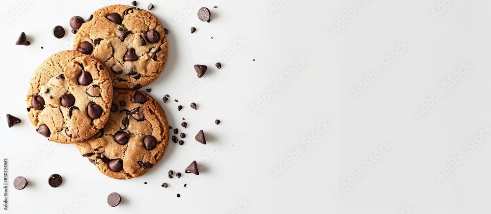 Aufkleber cookie with chocolate chips on a white background with copy space image.