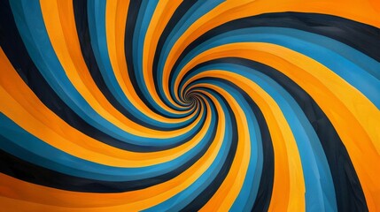 An abstract optical illusion design featuring concentric circles of alternating yellow and blue segments The pattern creates a hypnotic