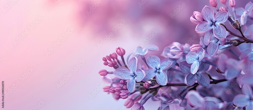 Poster Springtime featuring fresh lilac leaves in a nature setting with a copy space image included.