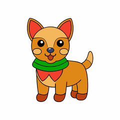 Christmas Dog Vector Illustration Cartoon Clipart & Line Art Design for Holiday Decor