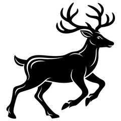 Elk runs icon vector art  silhouette illustration