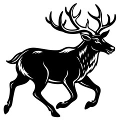 Elk runs icon vector art  silhouette illustration