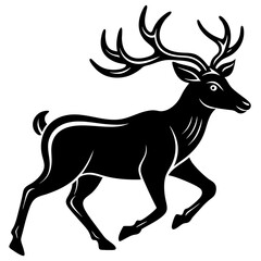 Elk runs icon vector art  silhouette illustration