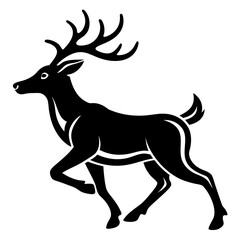 Elk runs icon vector art  silhouette illustration