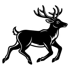 Elk runs icon vector art  silhouette illustration