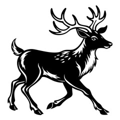 Elk runs icon vector art  silhouette illustration