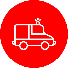 Ambulance Vector Line White Circle Red
