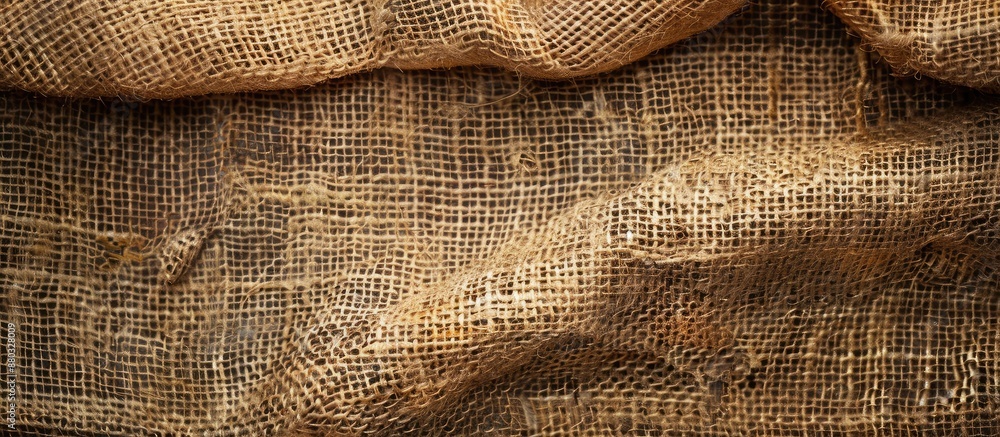 Fototapete A photo of a textured burlap canvas with a rough, crumpled, grungy appearance providing a copy space image.