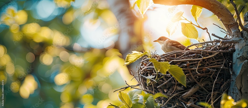 Poster A tree with an empty bird nest, offering ample copy space image.