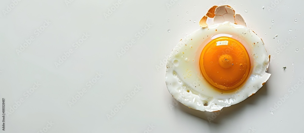 Aufkleber isolated on a white background, a shell and egg placed in molds for frying create a beautiful shape,