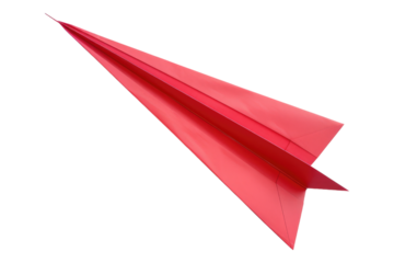 Red paper plane isolated on transparent background