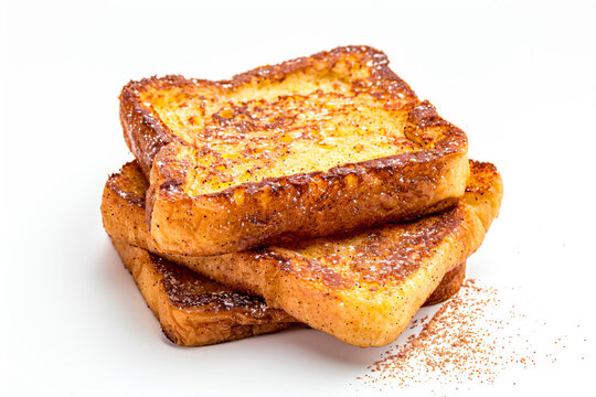 a stack of french toast on a white surface